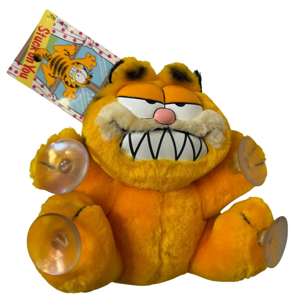 Vintage Garfield Stuck On You II Plush Dakin 1981 Window Hanger With Tag and Pin